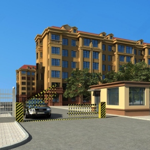 现代小区大门入口3D模型下载